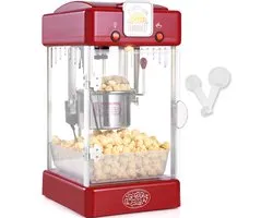 Popcornmachine, 300 W, 2,5 Oz Ketelpopcornmachine, Maakt 4 Qt Per Lading, Tafelmodel Popcornmachine met Pp-Deur, Incl. 2 Schepjes en Dienblad, Bioscoopstijl, Rood