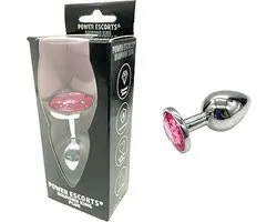 Power escorts - Diamond King Big - Plug anal - Plug anal - Plug anal - Grande taille - Acier avec pierre brillante rose - Taille 9,3 CM et diamètre 4,1 cm - BR137L - Coffret cadeau cool Chic