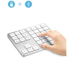 1 stuk - Draadloos Bluetooth Dual Mode Numeriek Toetsenbord - Oplaadbaar Draadloos Numeriek Toetsenbord - Ultradun 35-toetsen Extern Numeriek Toetsenbord - USB Toetsenbord - Zilverwit - Compatibel met MacBook, iPad, Mobiele Telefoon, Computer