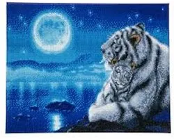 Diamond Painting Crystal Art Kit® Witte Tijgers - 40x50 cm