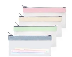 GUOYOU Trousse à crayons transparente à fermeture éclair pour filles, 4 pièces, trousse lisse, porte-stylo, organiseur de fournitures de bureau durable (4 couleurs)