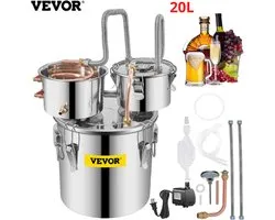 Vevor 20L Alcohol distilleerder – Distilleerketel – Roestvrij staal – Distilleer apparaat met pomp – alcohol stoken