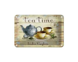 Blechschild Tee 18x12cm Tea Time India Ceylon Teekanne