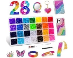Kit de 30000 strass, 28 couleurs, 3 colles et outils | Kit de 30000 strass Bedazzler, Nail Art Flatback, 3 colles et pinceuse, pour ongles, textiles, Diamond Painting DIY