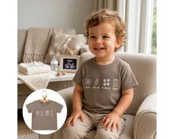 Shirt Aankondiging zwangerschap Rebus Ik word grote broer | korte mouw | beige | maat 98 zwangerschap aankondiging bekendmaking Baby big bro brother Grote Broer