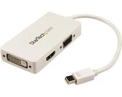 StarTech.com A/V-reisadapter: 3-in-1 Mini DisplayPort naar VGA DVI- of HDMI-converter – wit