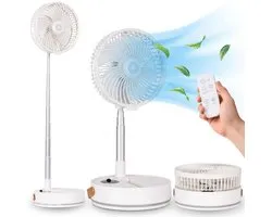 Aironex Opvouwbare Draagbare Ventilator – Stille Tafelventilator & Staande Ventilator – USB Oplaadbaar en Draadloos met LED-licht – Compacte Mini Ventilator voor Bureau, Slaapkamer, Thuis, Kantoor & Camping - Ventilatoren