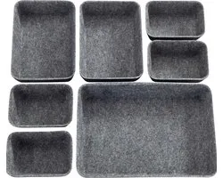 De Millennials 7 delige Organizer - Ladeverdeler - Organizer Bureau - Lade Bakjes - Opbergbakjes - Mandjes - Make Up Bakjes - Lade Verdeler - Opberg Mandjes - Opbergmand - Donkergrijs