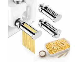 Pasta Maker Attachment voor Bosch MUM4 & MUM5 Staande Mixer 3-delig – Pasta Roller, Spaghetti Cutter & Fettuccine Cutter – 8 Verstelbare Dikte-instellingen – Mixer Accessoires voor Bosch van MMOBIEL