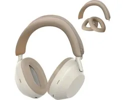 Housse en silicone kwmobile pour écouteurs - Compatible avec Sony WH-1000XM5 - Pour dragonne et coussinets d'oreille - 3x en beige