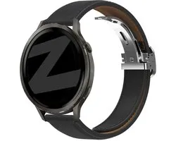 Bracelet en cuir 'D-Type' Bandz compatible avec Samsung Galaxy Watch 7 (40/44mm) / Watch 6 (Classic) / Watch 5 (Pro) / Watch 4 / Watch 3 / Watch FE / Polar Ignite 3-2 / Pacer / Unite / Huawei GT3 - GT2 / Amazfit GTS 4-3-2 (Noir)
