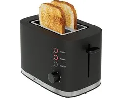 KitchenBrothers Broodrooster - Retro - Toaster - 6 Instelbare Warmteniveaus - 2 Extra Brede Sleuven - BPA-vrij - 870W - Zwart