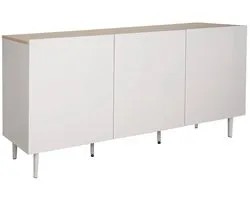 sweeek - Dressoir metaal en houtdecor met 3 deuren 150cm - ashton