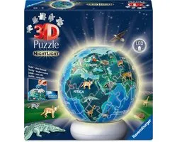 Ravensburger – Aarde met Diermotieven – 3D Puzzle-Ball Nachtlicht – 73 Stukjes