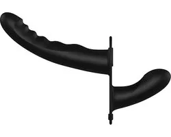 Ouch! by Shots Siliconen Geribbelde Strap-On - Verstelbaar dildo - Zwart