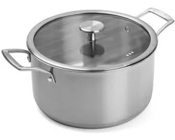 Remoska Proxima Casserole 24 cm – 5L – Inox – avec couvercle en verre – compatible induction