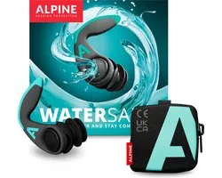 Alpine WaterSafe Pro Zwemoordoppen - Surf & Zwem Oordopjes - Herbruikbare Oordoppen Zwemmen - Blijft Goed Zitten -Langdurig Comfort - Incl. Sneldrogende Pouch - Maten M & L- Zwart - 1 Paar