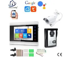 WIFI videofoon/intercom met binnen scherm en buiten camera en kan werken met spraakgestuurde apps. T-2105VC