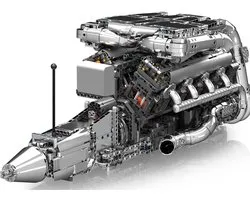 Mould King 10168 V8 Metalic Silver engine bouwset | Racing champions motor modelbouw | Creator classic bouwpakket| Technische speelgoed ideas voor expert volwassenen & kinderen | Accu niet geschikt voor Lego technic | Bouwdoos met 2899 bouwstenen
