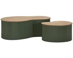 Salontafel Frankfurt Coffee Table Green Set 2 Pcs 87×53×32 cm
