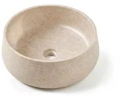 Natuursteen waskom rond beige 40x40x15 cm – Calvera opbouw