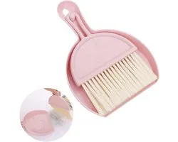 Small Dustpan and Brush Set - Mini Dustpan with Broom Set - Hand Dustpan - Portable Table Brush - Crumb Sweeper met Zachte Borstels voor Desk en Keukenaccessoires (Roze)