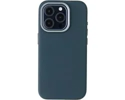 Accezz Hoesje - Geschikt voor Apple iPhone 15 Pro - Mesh Backcover geschikt voor MagSafe - Donkerblauw