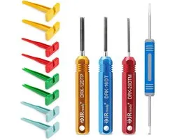 Kit d'extraction de broches JRready ST5231-08 pour connecteurs automobiles Deutsch séries DT, DTM, DTP et HD (12#, 16#, 20#, contacts solides et estampés, calibre 10-22 AWG).
