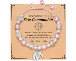 Rainbow Shell Beads Bracelet with Cross Beads for Women Girls Greeting Card Gifts for Girls Birthday Christmas - ShopVlot