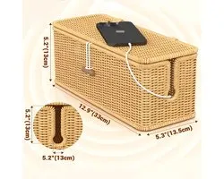 Handmade Cable Box, Rattan Cable Management Box, Under Desk Cable Organizer, Cable Organizer, TV Wire Box, Power Strip Tangle Hiding Desk, Socket for Office, Home