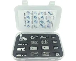 16 stuks professionele naaimachine naaivoeten kit multifunctionele zoom voet reserveonderdelen accessoires voor Low Shank, broer, zanger, Janome, Viking, Toyota, Eenvoud, Kenmore