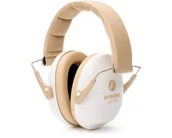 DYNAMIC ear filter Kids Earmuffs – Gehoorbescherming Kinderen vanaf 5 jaar - SNR 27dB - voor School & Leren, Concerten, Vuurwerk, Sportevents en Reizen – Verstelbaar, Comfortabel, Inclusief Etui & Stickers – Zand/Wit – CE Gecertificeerd