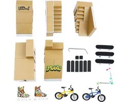 Kit de rampe de skate park pour mini finger skateboards Tech Deck, 3 mini finger skateboards, 2 finger bikes, fingerboards et rollers, parcs ultimes