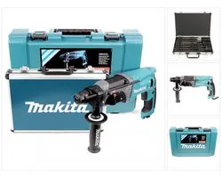 Perceuse à percussion Makita HR 2470 780 W SDS- Plus 24 mm en coffret + coffret de forets SDS Plus D-42444 17 pièces en coffret aluminium