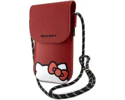 Hello Kitty Hkowbpscker Étui Universel Avec Sangle - Hiding Kitty - Rouge