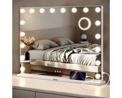 Miroir Hollywood Make Up Mirlux avec Siècle des Lumières - Wit - 80x60