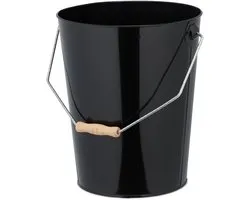 pelletemmer - 14 liter - hengsel - metaal - kolenemmer - zwart