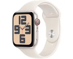 Apple Watch SE 2024 GPS + Cellular 44mm Starlight Aluminium Case with Starlight Sport Band - M/L