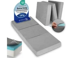 Beautissu VS95 Premium Opvouwbaar Matras L 80X200cm Extra Dik 14cm Traagschuim Vouwmatras H3 Wasbar Eenvoudig Transport Grijs