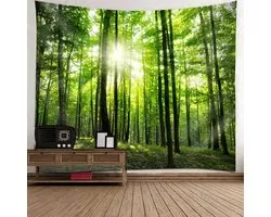 Beydodo Tapestry Forest Green, Nature Motif 150 x 150 cm Wall Cloth Tapestry Children's Room Wall Decoration Bedroom - ShopVlot