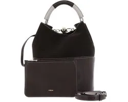 FURLA Leren handtas schoudertas Sfera Bucket Bag 26 Espresso + Brown donkerbruin