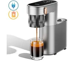 Pura Coffee C1 Mini Espressomachine - Chauffage 3 Secondes - 20Bar - Portable & Rechargeable - Commande Monobouton - Convient pour Dosettes de Café