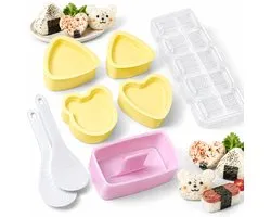 VHV - 8 Stusk Sushi Set - Sushi Maker - Onigiri Maker - Met 2 Rijstlepel - Onigiri Vorm - Sushi Kit - Sushi Onigiri mallen - Sushi vormen Triangel - Sushimaker Tool - Voor Lunchbox, Gezin & Thuisgebruik