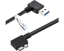 OneOne 0,22m Micro USB 3.0 kabel. Haaks rechts en haaks links. Micro USB B datakabel past op Externe harde schijf van Seagate, LaCie, Toshiba, Verbatim, Transcend, Adata, Buffalo, WD Elements / Western Digital