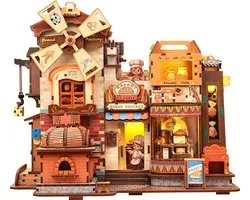CuteBee - Boîte à musique en bois - Maison miniature - Book Nook - Kit de modélisme miniatures - Puzzle 3D en bois - Kit de construction DIY pour adultes - Serre-livres - Bread Factory EAHB501