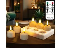 Aurae® - Bougie LED - Set 6 pièces - Rechargeable - Ivoire