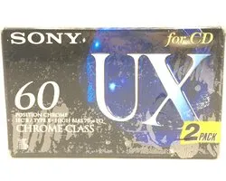 Lot de 2 cassettes de classe Sony UX 60 Chrome - Convient parfaitement à tous les besoins d'enregistrement / Cassette Blanco scellée / Platine cassette / Walkman.