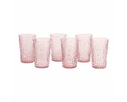 LOBERON Glas set van 6 Fleury roze