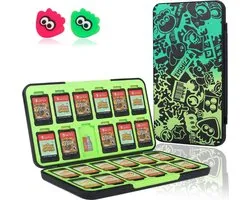 casalora® - Étui pour cartes de jeu adapté à la Nintendo Switch avec 2 capuchons de joystick, 24 fentes pour cartes Micro SD, doublure en caoutchouc souple, protection complète, portable et léger, rangement de jeux, étui de stockage, pieuvre noire