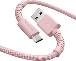 Fresh ‘n Rebel FlexWave USB naar USB-C Oplaadkabel - Extra lang (2m) - Siliconen gevlochten kabel - USB-A naar USB-C - Ultraflexibel - Pastel Pink